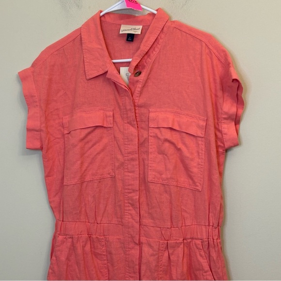 403. NWOT Universal Thread Coral Linen Blend Romper Size 8 - Picture 5 of 9